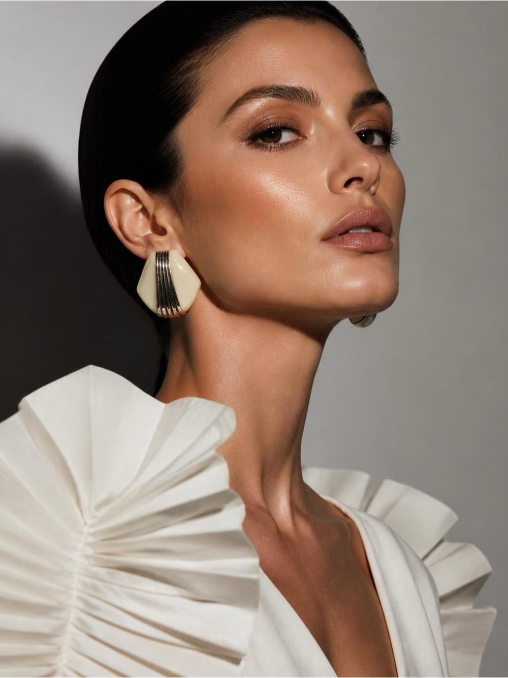 ALDO Vintage-Inspired Ivory & Silver Geometric Statement Earrings